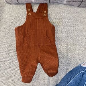 Carters Newborn overalls burnt orange waffle material